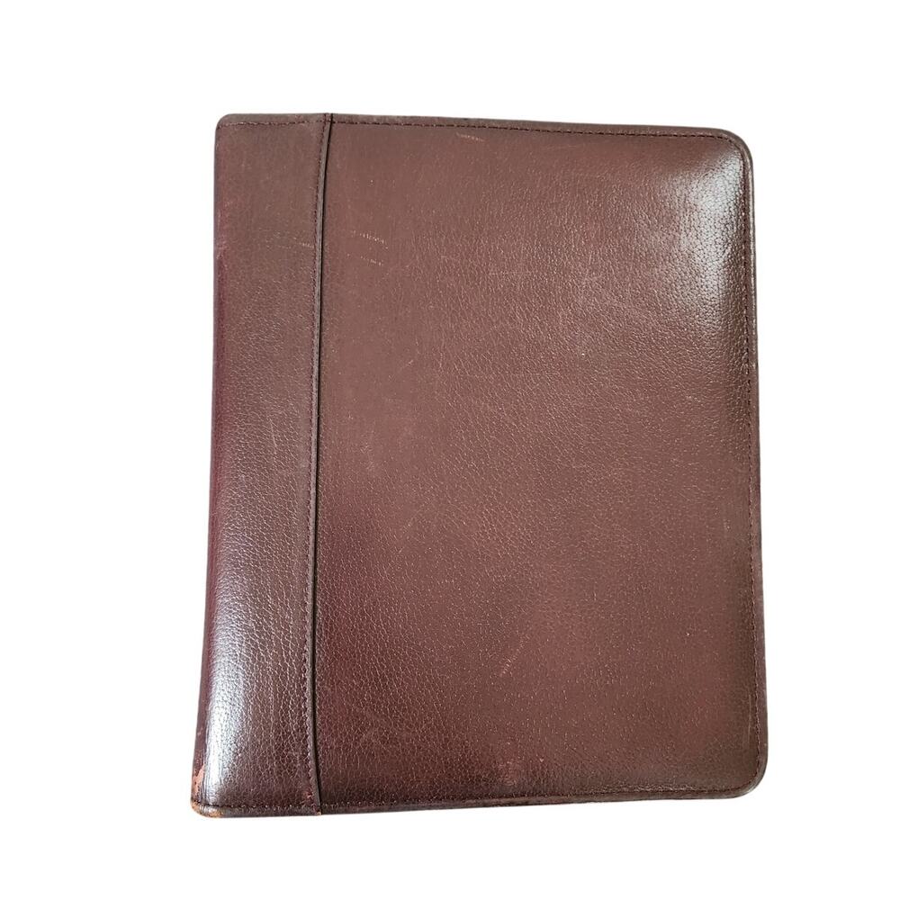 Vintage Franklin Day Timer Genuine Leather 7-Ring Classic Planner Zipper Closure
